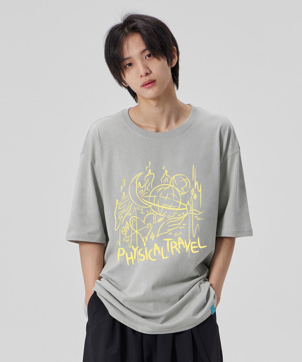 Astral Projection [Physical Travel] Cotton Loose Fit Short Sleeve T-Shirt_Dusty Mint L