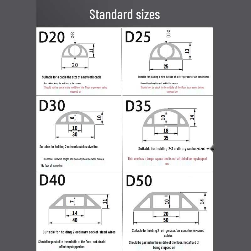 PVC Soft Floor Cable Duct: Insulated, Self-Adhesive Wire Management Channel with Thick Anti-Step Protection