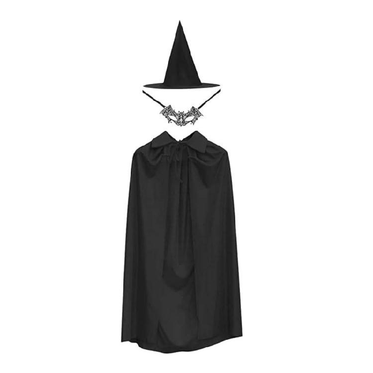 Аксессуары для косплея ведьмы на Хэллоуин Женский костюм ведьмы Плащ ведьмы Шляпа ведьмы Кружевная маска для глаз для женщин Маскарадный косплей 1 чёрный