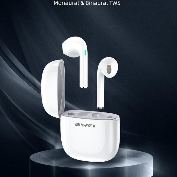 Słuchawki Bluetooth 5.0 TWS AWEI T28 ze stacją dokującą Białe