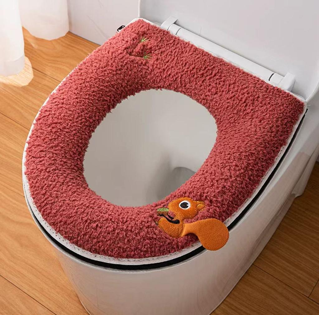 2-teiliges Set mit warmen Toilettensitzbezügen, einschließlich Toilettensitzbezug und Toilettendeckelbezug, warmes, weiches, waschbares Sitzkissen für Toilettensitze