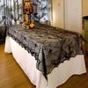 Scary Spiderweb Fabric Table Cloth Black Lace Table Cover With Spiderweb Bat Motifs For Home Decors Washable Table Cloth