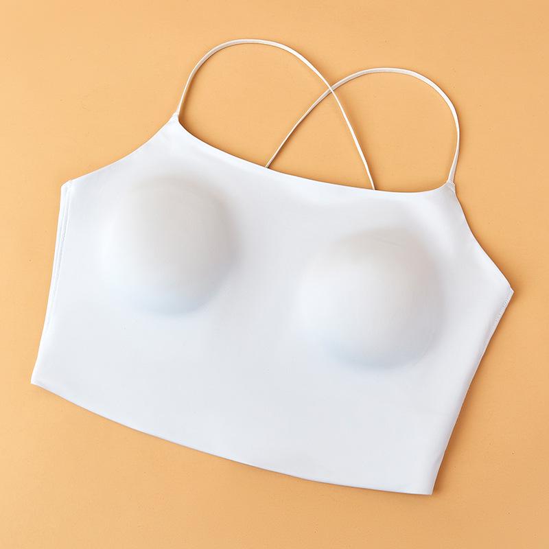 2026 Spring/Summer Seamless Camisole Bra with Chest Pads and Cross Open Back M (40-50 kg)