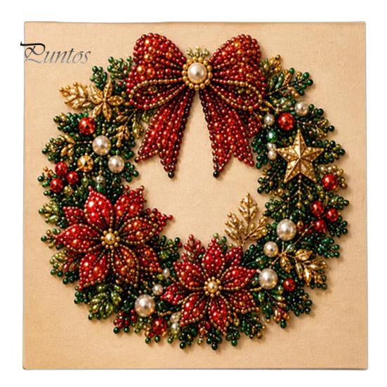 Handgefertigte Dekorationsornamente DIY Weihnachts-Perlenmalerei Kunst-Kit mit Holzrahmen, Basteln, Kranz-/Weihnachtsmann-Bastelsets zur Entspannung Claus/Weihnachten
