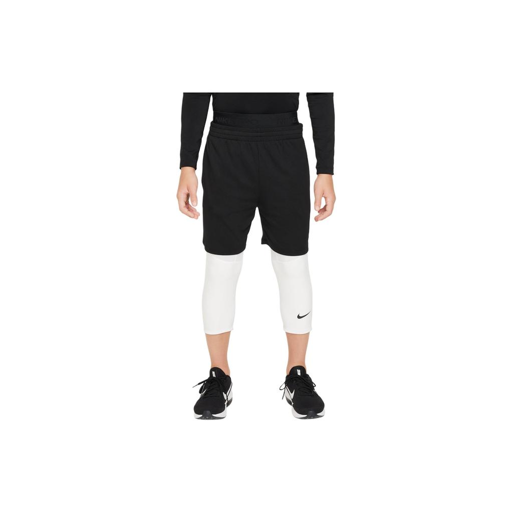 Nike Solid Color Logo Print Breathable Seven-Point Shorts Kids Shorts Black White FJ6819-100