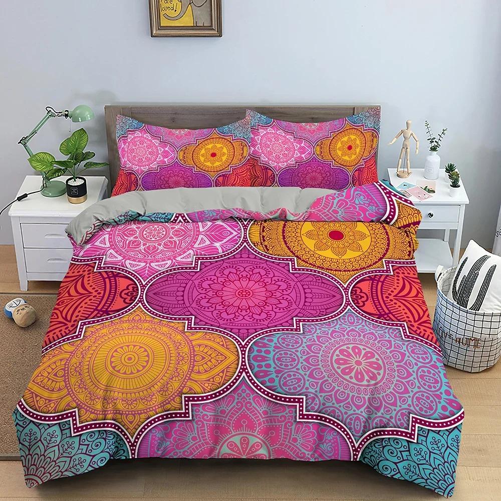 Mandala Pattern Bedding Set Floral Flower Duvet Cover Set Luxury Cozy Quilt Cover For Bedroom King Full Twin Bedclothes