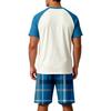 Men's Casual Pajama Set Soft Comfortable Two Piece Lounge Wear Short Sleeve Top and Plaid Shorts Sleepwear Set for Home Relaxation