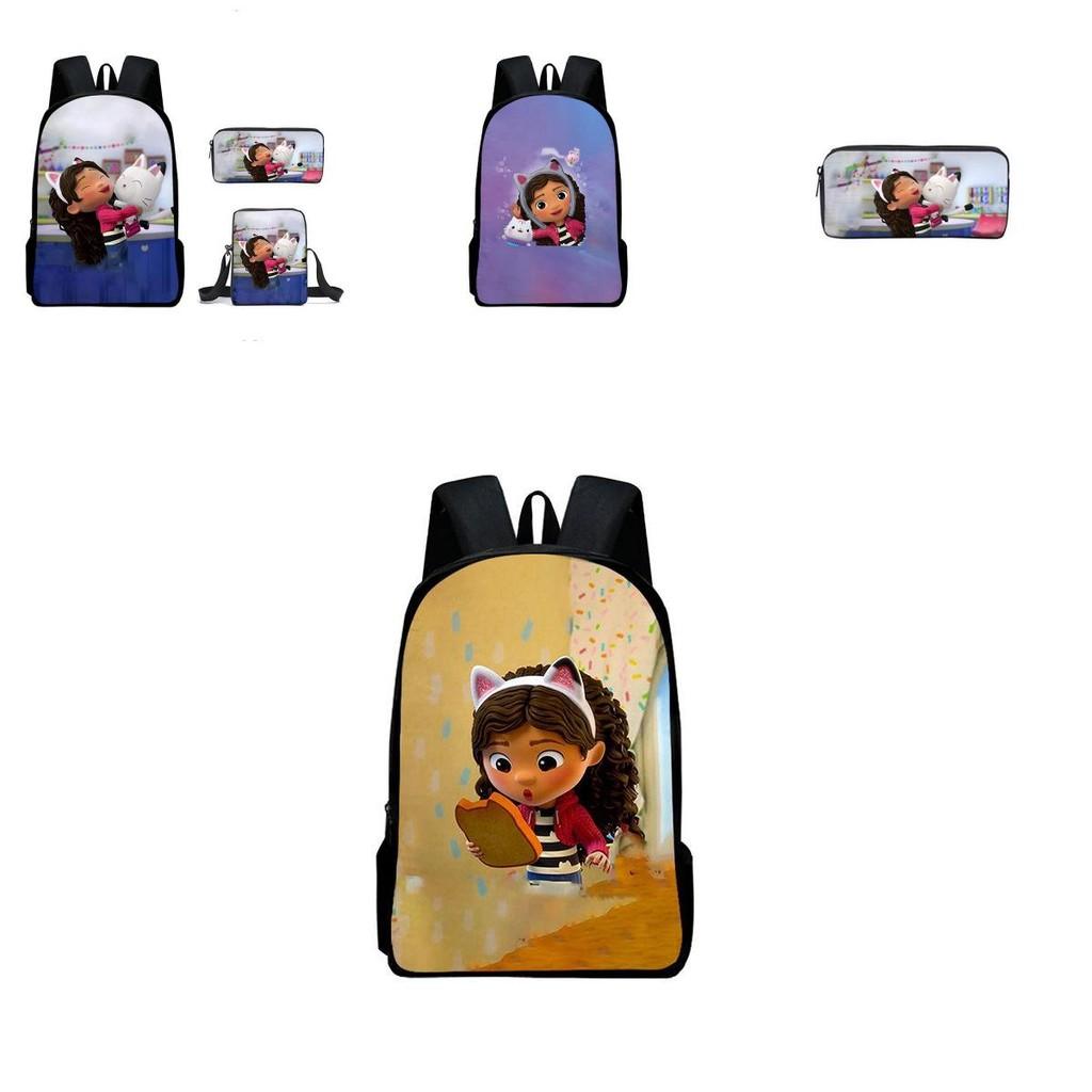 Gabby's Dollhouse Backpack Featuring Stylish Cartoon Design And Adjustable Shoulder Straps For Students