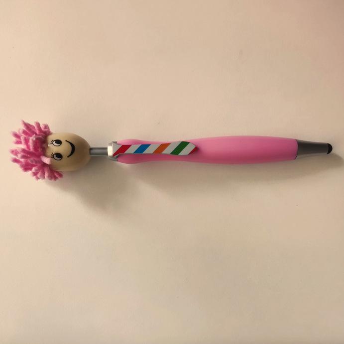 Christmas Cartoon Plush Doll Smiley Face Ballpoint Pen Bullet Type 1.0 светло-розовый