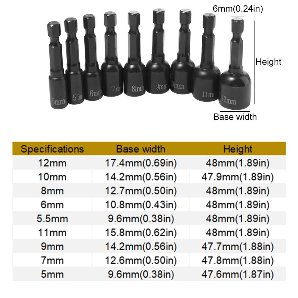 6mm Handle Impact Socket Magnetic Hexagonal Socket High Quality Hex Socket Sleeve  Electric Drill