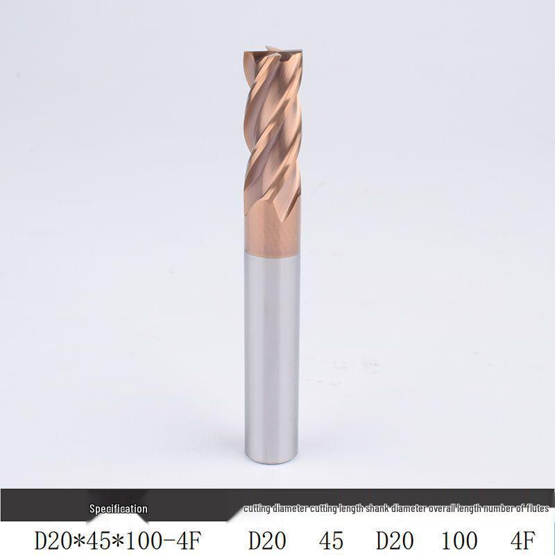 55° Tungsten Steel 4-Flute End Mill, Hard Alloy Coated, CNC Flat Bottom Tool
