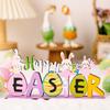 1PC Easter Ornament Rabbit Ornament Purple Wood Letter Decorative Egg Tabletop Ornament