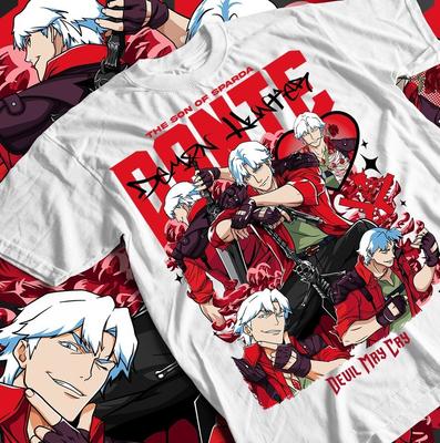 T-shirt Unisex Premium Dante Shooting DMC, Maglietta May Cry DMC3, Devil May Cry