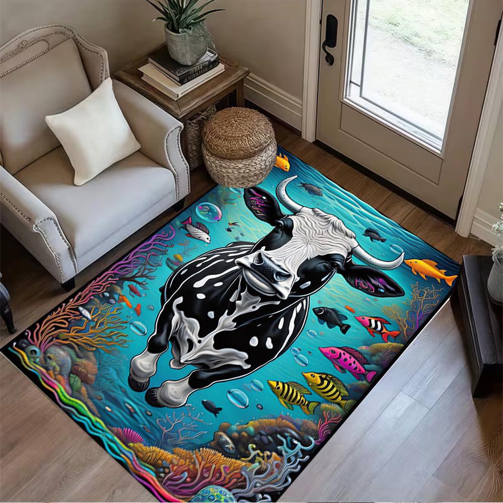 1pc home carpet highland cow design for office decor bedroom gift