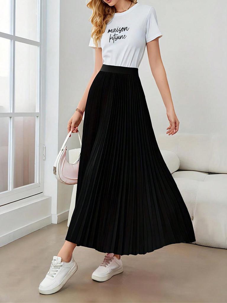 Women's Elegant A-Line Umbrella Skirt Polyester Midi Dress