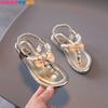 Summer Girls  Bead Flats Fling Princess  Baby Dance  Kids Sandals Children Wedding Shoes Pink