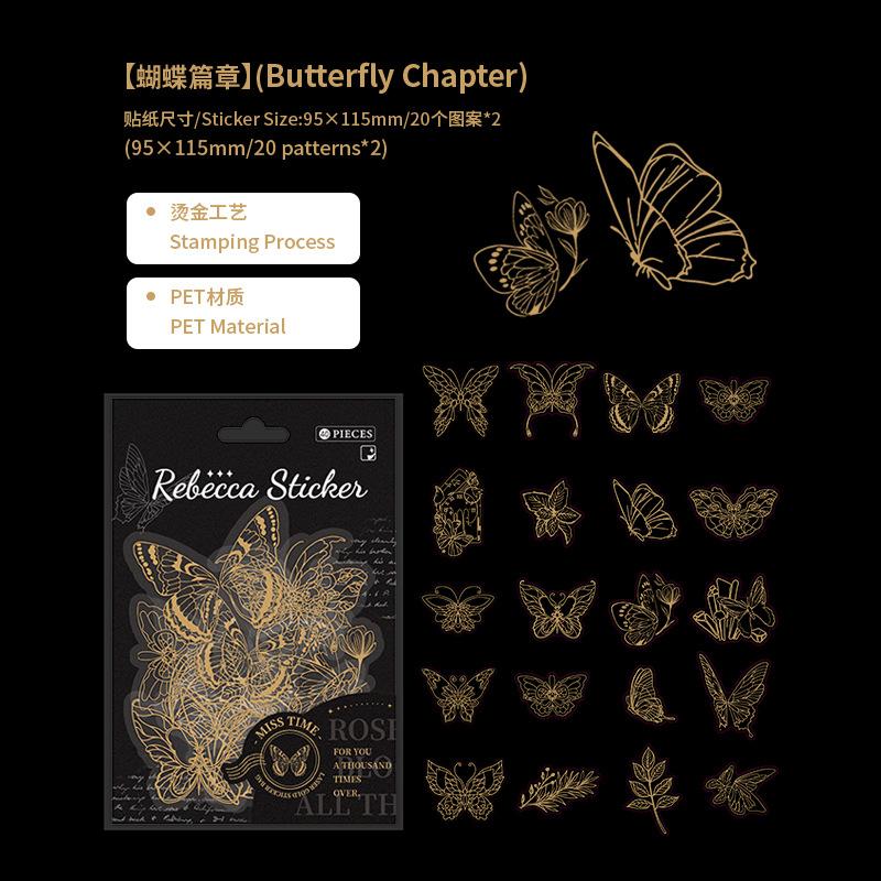 40-Sheet Gold Foil Laser Sticker Pack, Shimmering Holographic Patterns, for Journal Decoration & Scrapbooking