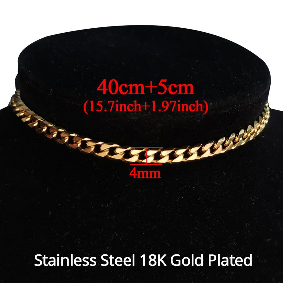 Gold Color Stainless Steel Choker Necklace Women Hip-hop Punk Short Box Link Neck Chains for Women Jewelry Collares De Moda 2019