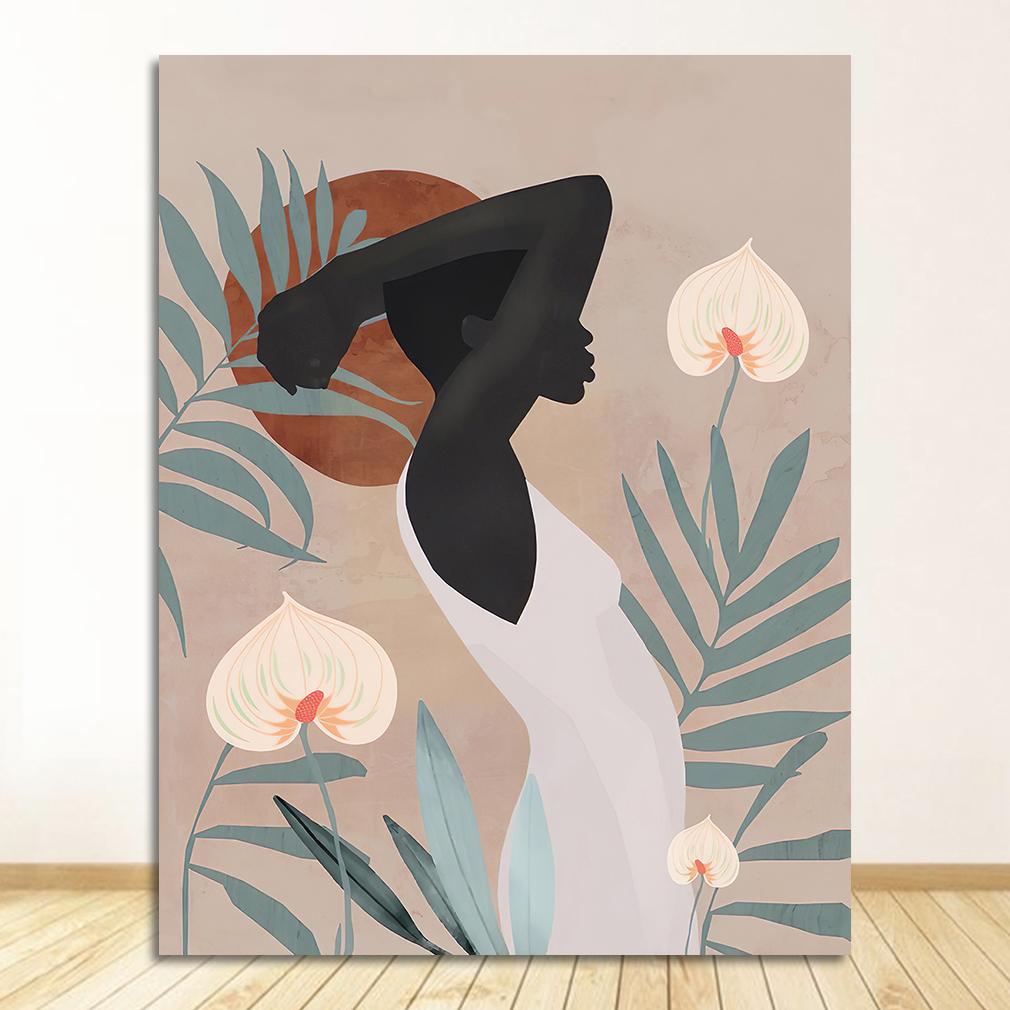 Poster e stampe scandinave, immagini da parete vintage con ragazza, per soggiorno, cucina, decorazione, tela astratta geometrica