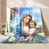 1PC Madonna and Child with Flowers Print Blanket Warm Soft Fluffy Kids Adult Sofa Bed Throw Blanket Outdoor Travel Camping RV