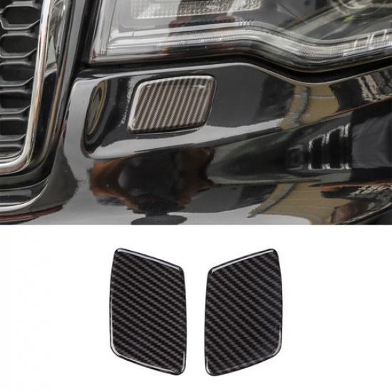 2x Car Headlight Cleaning Cover Trim for Jeep Grand Cherokee 2017+ Carbon Fiber