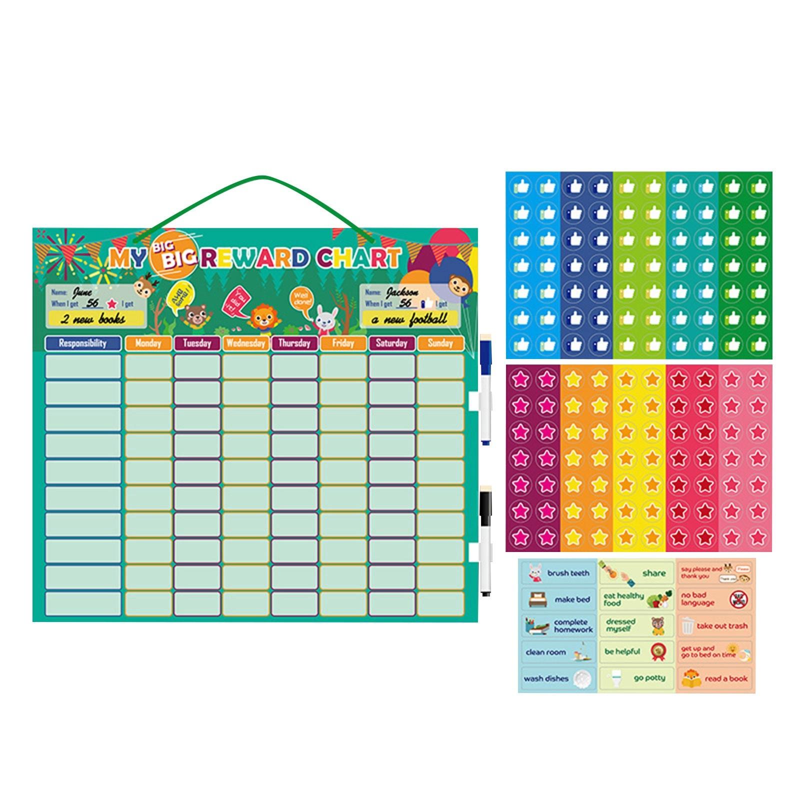 

Таблица мотивации для детей - Вспомогательные инструменты при СДВГ, Таблица поведения и 140 магнитов, Система ответственности, Добавьте веселья, Назначенные планы 5 мл One Size белый