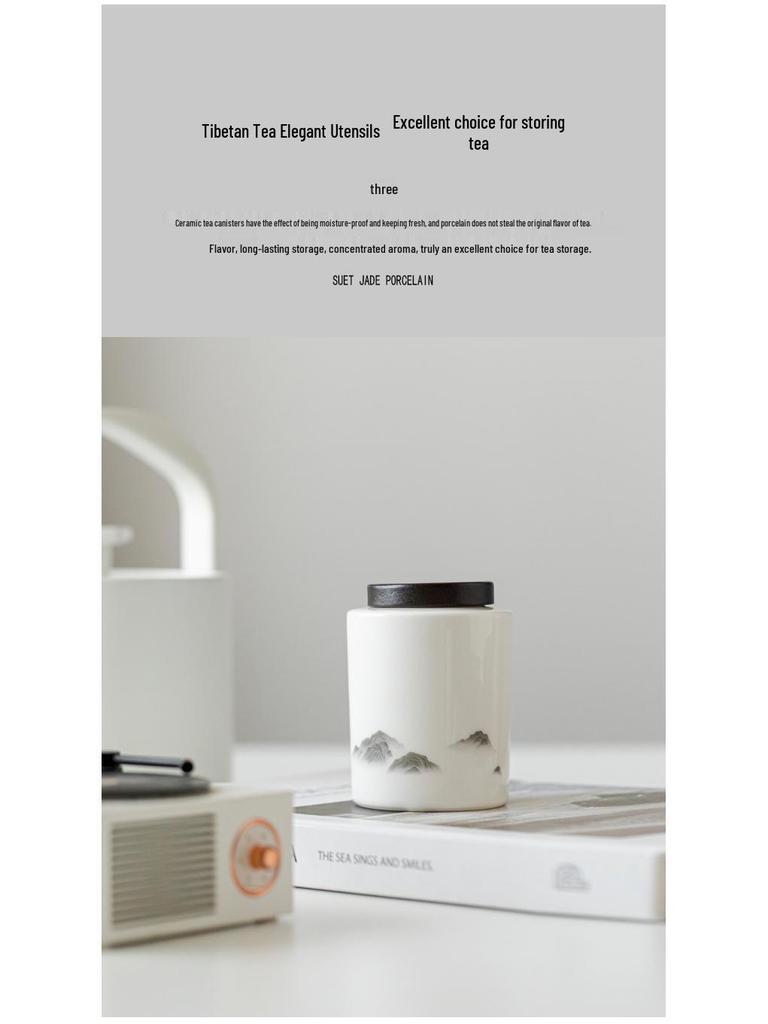 Moisture-Proof Jade White Porcelain Tea Caddy - High-Grade Sealed Ceramic Storage Jar with Custom Logo