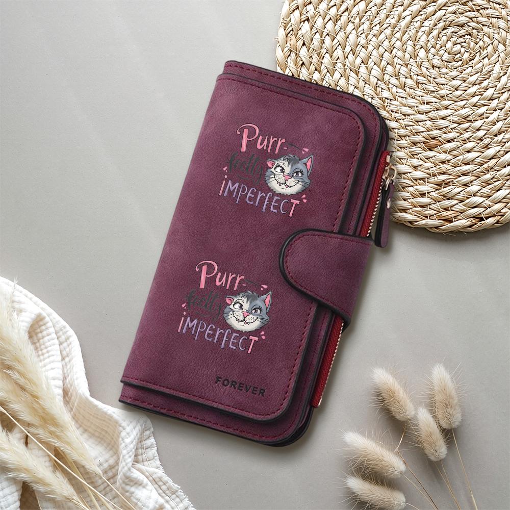 Cute Cat Print Wallet for Women Large Capacity PU Leather Purse Multi Card Slots Fashion Long Wallet