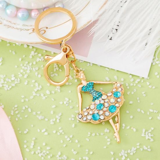 Ballerina Rhinestones Keychain Sparkling Ballet Dancer Key Ring for Women Girls Elegant Car Accessory Bag Charm Romantic Gift for Dancers Birthday
