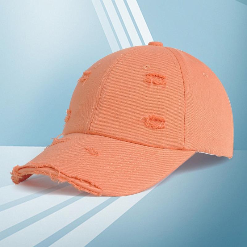 Summer sunscreen cotton ripped baseball cap embroidery big head circumference showing face small cap characters