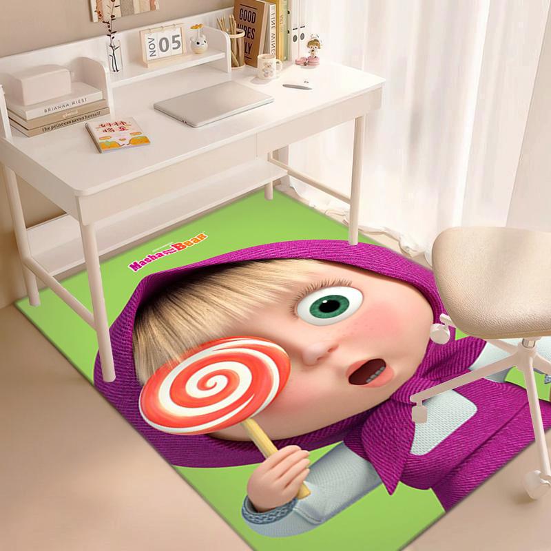 Russian animation Masha and the Bear Fairy Tale Cartoon Carpet Soft Home Living Room Bedroom Door Mat Outdoor Picnic Ground Mat rug T1
