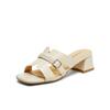 Tianmei Yi 2025 Summer New Fashionable Outerwear Coarse Heel Women's One Word Slippers KT069BH5