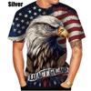Summer Round Neck American Flag Eagle Pattern 3D Print Top Fashionable Casual Short Sleeved Men's T-shirts