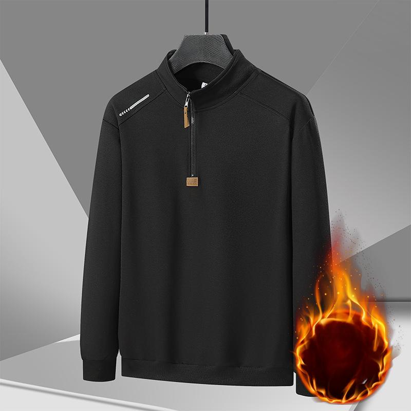 Tröja med halv dragkedja Herr Pullover Ståkrage Vår och Höst Casual Lös och Mångsidig Medelålders och Ung Sporttopp Pappa Kläder
