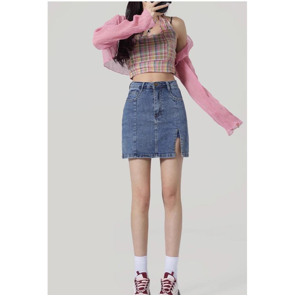 Women's Fashion Casual Skirt For Women Button Denim Buttock Skirt