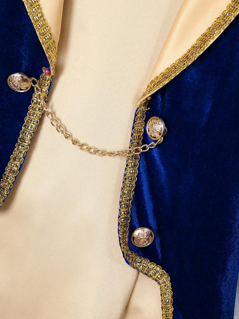 Kids Boys Theme Party Costume: Vintage Royal Prince Tuxedo Coat Long Sleeve, Complete Cosplay Dress Up Set