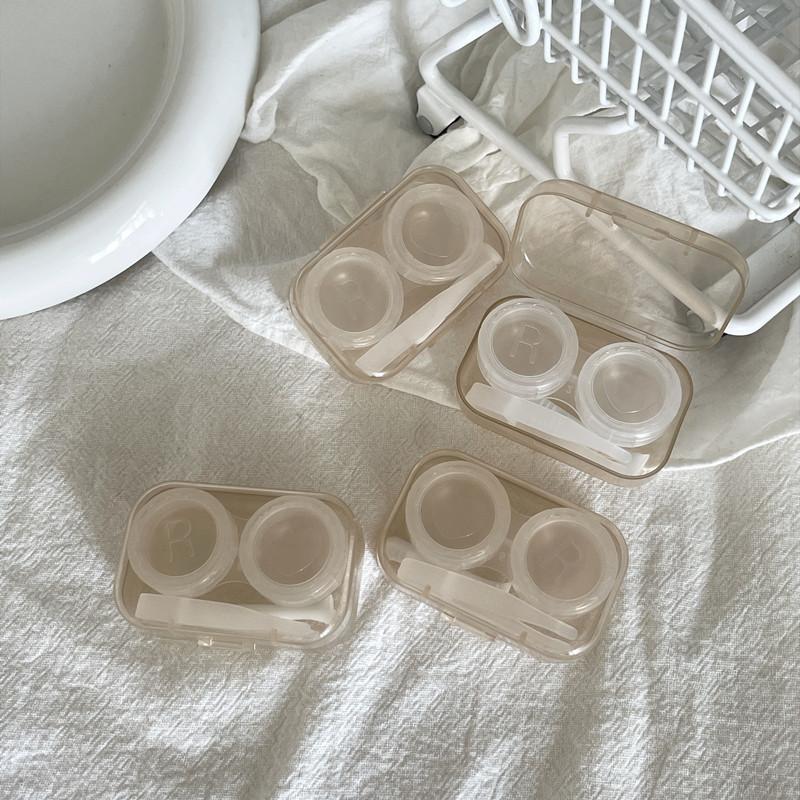 Ins Minimalist Transparent Contact Lens Box Women Travel Colored Contact Lens Case Contact Lenses Case with Tweezers