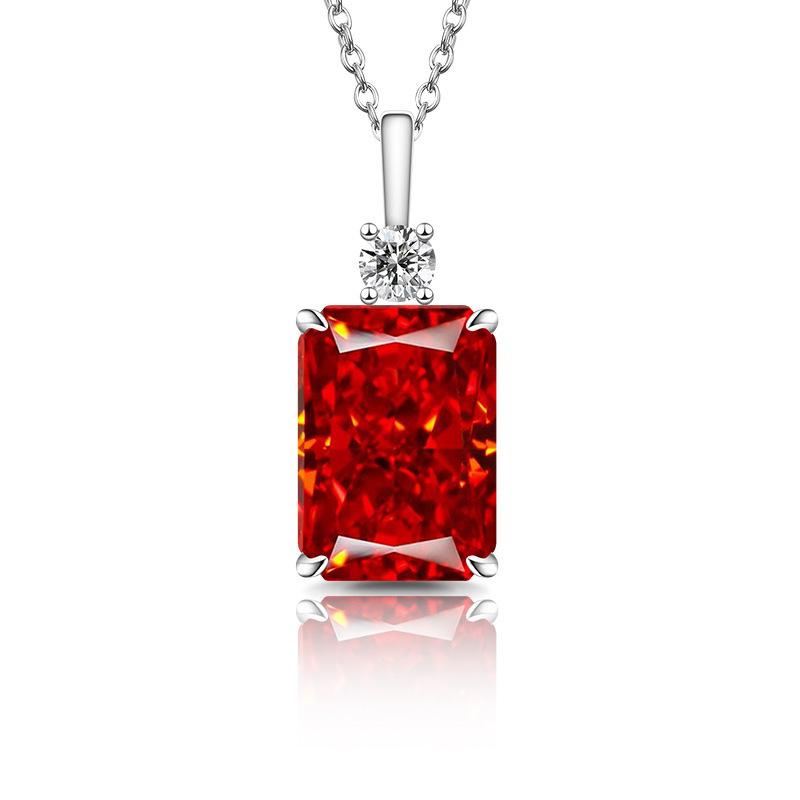 Elegant Light Luxury 925 Silver Pendant Necklace with High Carbon Diamond Ice Flower Cut Zircon In Perfume Bottle Shape