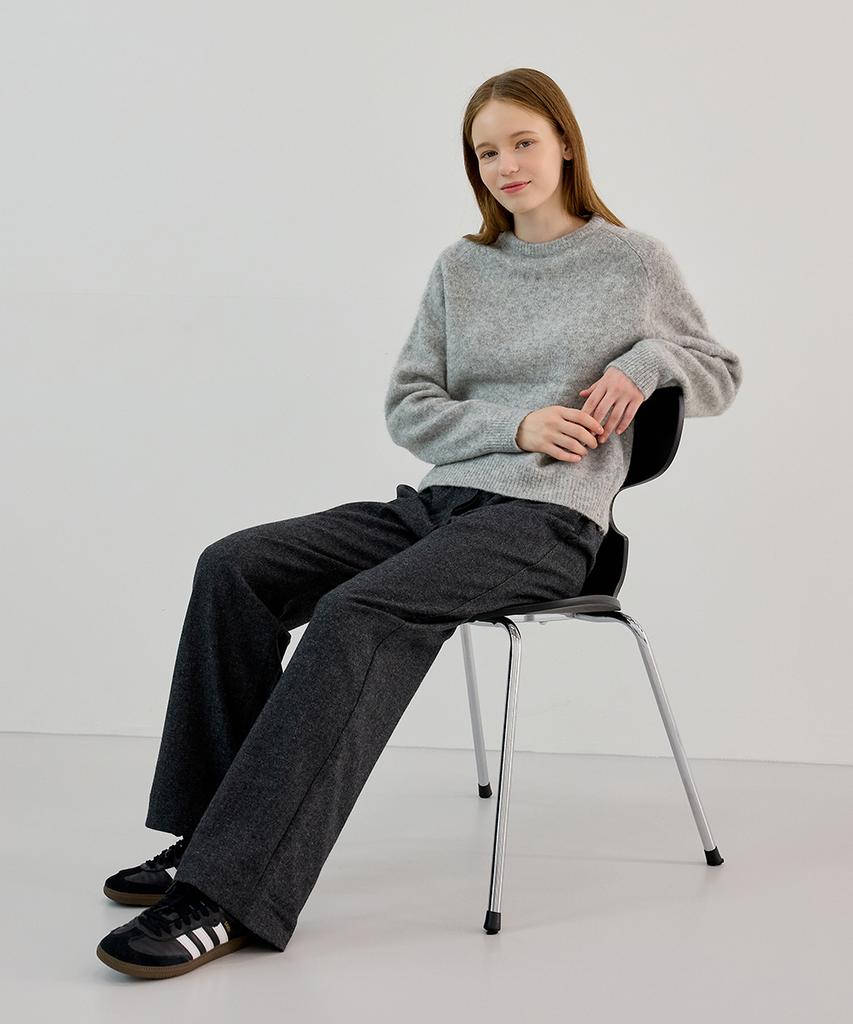 KNOWING Wool String Slacks (Charcoal)