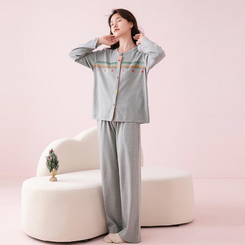 Fenteng Women's 100% Cotton Long Sleeve Fair Isle Pajama Set