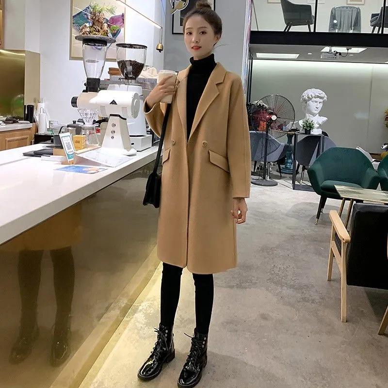 2023 Women's Trendy Korean-style Loose Camel Wool Coat for Autumn/Winter