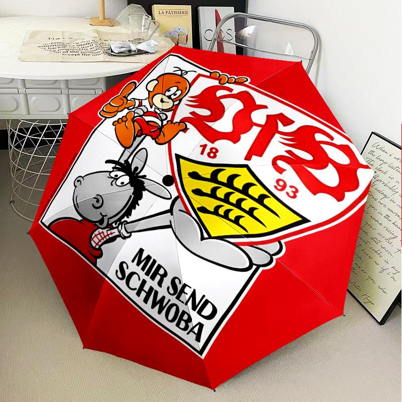 VfB Stuttgart Celebration Umbrella Folding Umbrella, Automatic Umbrella 8-Frame for Travel, Camping Use Gift for Halloween Christmas