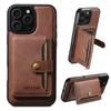 SUTENI M4 For iPhone 16 Pro Magnetic Case with Card Holder Cowhide Texture Leather Back Cover