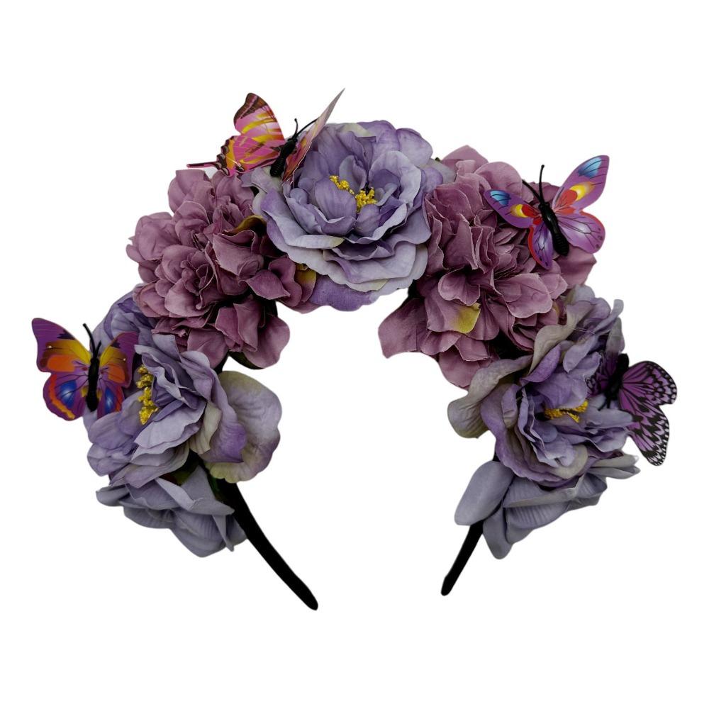 

Butterfly Headdress Flower Hairband Trendy Bohemian Cosplay Fairy Headband Women Girls Purple