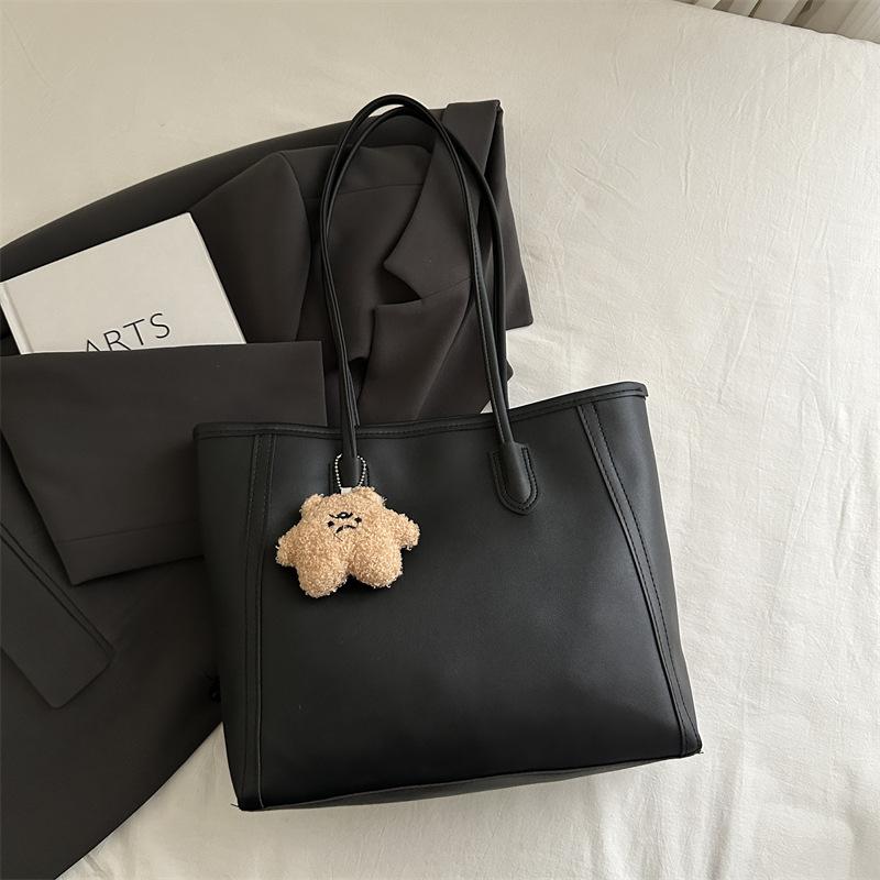 Simple Style Faux Leather Large Capacity Tote Bag for Women Fashionable Work Shoulder Handbag CLE