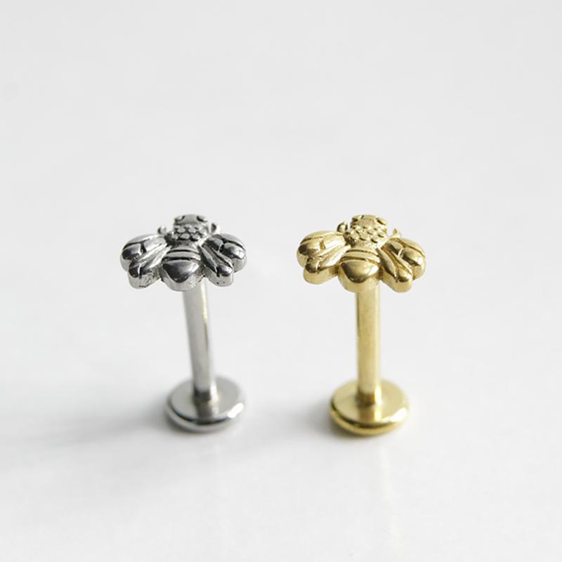 1PC Titanium Stud Earrings Internal Thread Labret Little Bee Lip Ear Studs Rings Tragus Cartilage Helix Piercing Body Jewelry