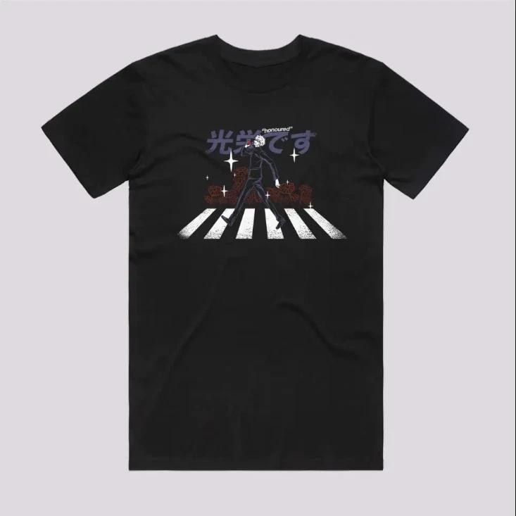 Anime Gojo Crosswalk Japanese Style Black Tshirt Size S4XL S