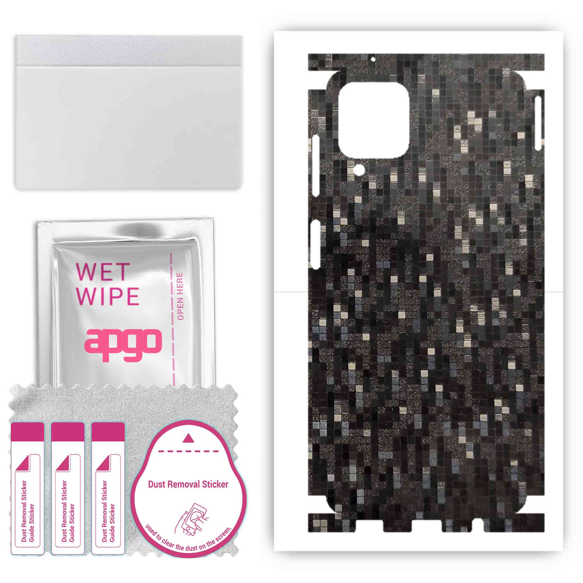 

Apgo Protective Skin Sticker for the back+sides compatible with Samsung Galaxy A12, Full Wrap Film, Foil, Vinyl - Pattern Carbon Black Pixel
