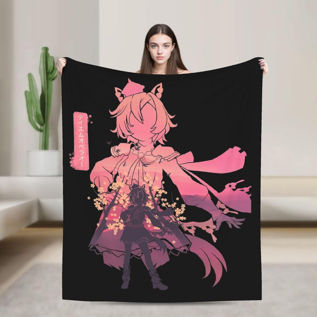 TM Opera O Uma Musume Anime Blankets Flannel Summer Multifunction Super Soft Throw Blankets for Sofa Outdoor Quilt