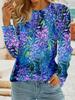 Women's T-Shirt Floral Graphic Plants Retro Long Sleeve O-Neck Pullover Regular Tops Daily 3D Print Autumn Tees Female Clothing